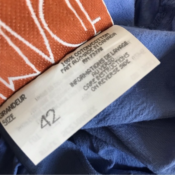 Vintage Image 100% Cotton Blue Button Down Midi Skirt Plus Size XL - Picture 7 of 7